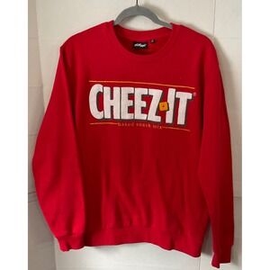 Kelloggs Cheez-It Graphic Sweatshirt Mens Medium Red Chenille Logo Crewneck